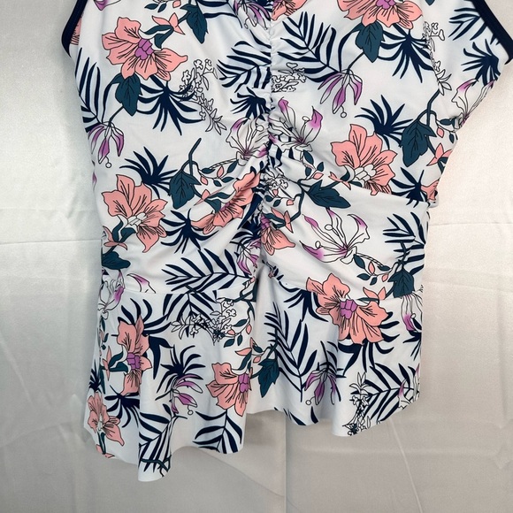 Tankini Swim Top floral blue/white built in bra removable cups size 2XL - Picture 5 of 14